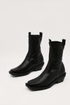 NastyGal Faux Stretch Leather Cuban Heel Ankle Boot thumbnail 3