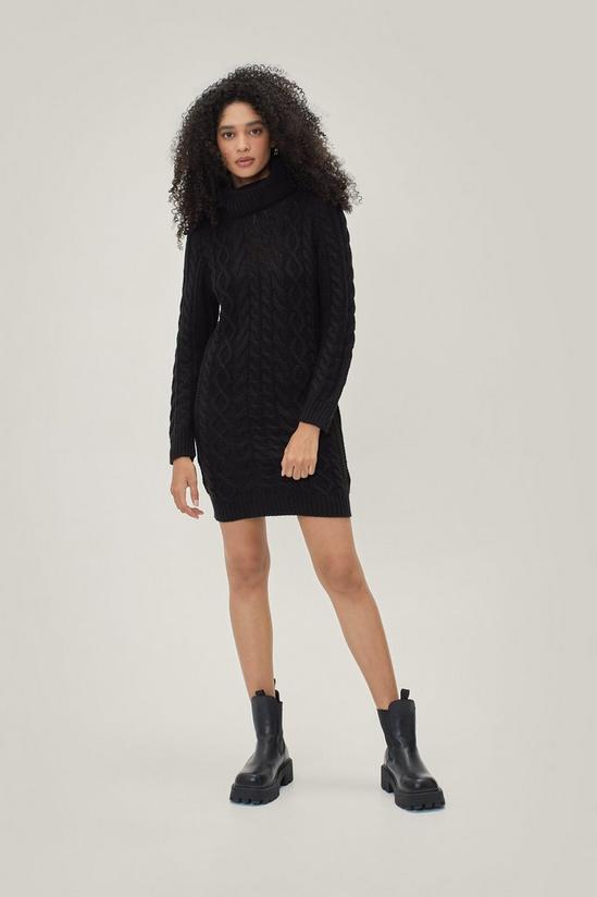 NastyGal Bodycon Cable Knit Roll Neck Jumper Dress 2