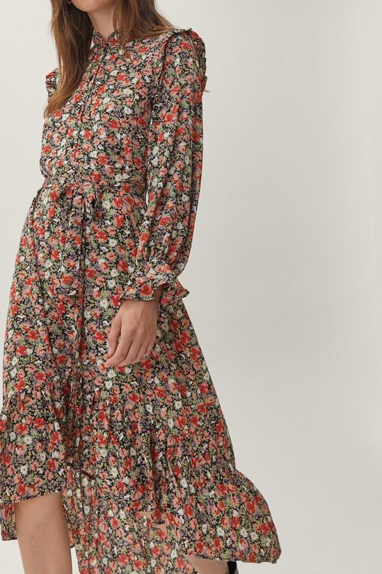 NastyGal Floral Belted Maxi Tea Dress 2