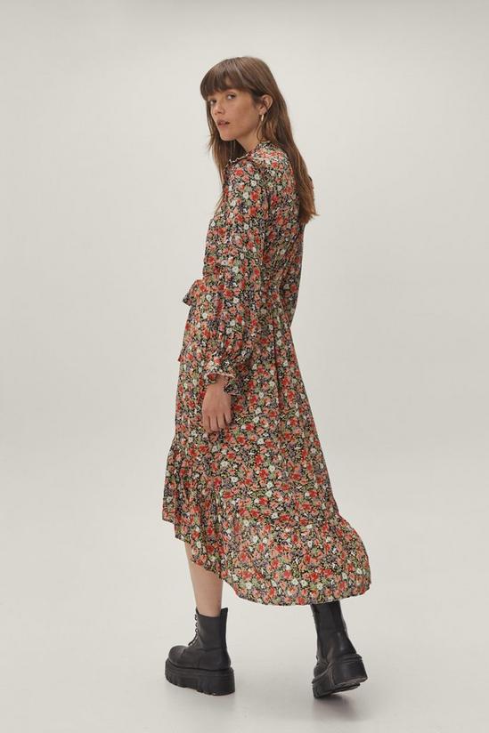 NastyGal Floral Belted Maxi Tea Dress 4