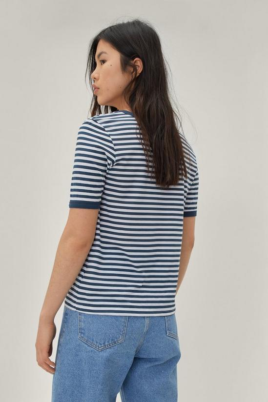 NastyGal Contrast Piping Striped T-Shirt 4