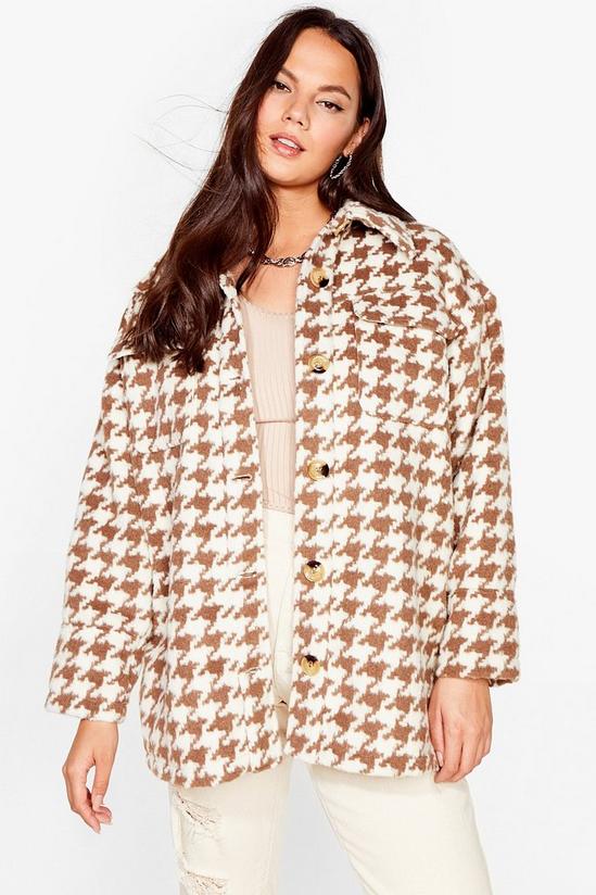 NastyGal Plus Size Houndstooth Button Up Jacket 1