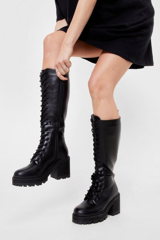 NastyGal Lace Up Knee High Chunky Boots 1