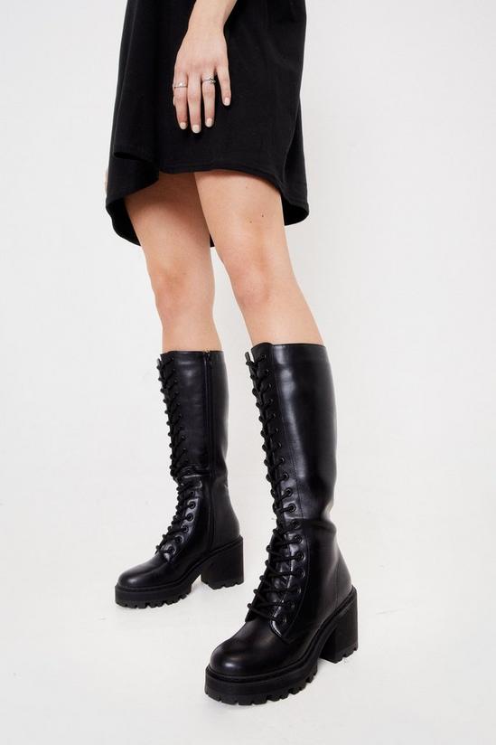 NastyGal Lace Up Knee High Chunky Boots 2