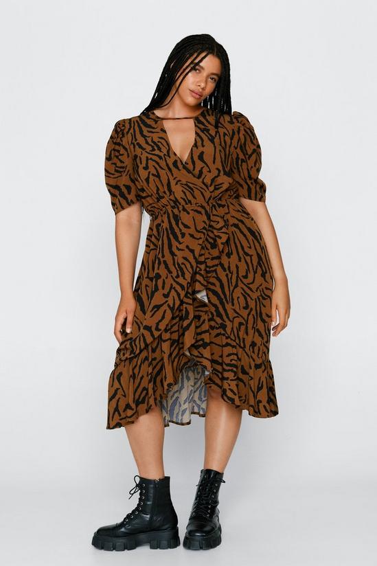 NastyGal Plus Size Tiger Wrap Midi Dress 3