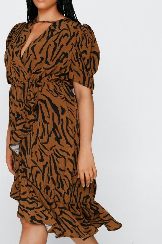 NastyGal Plus Size Tiger Wrap Midi Dress 4