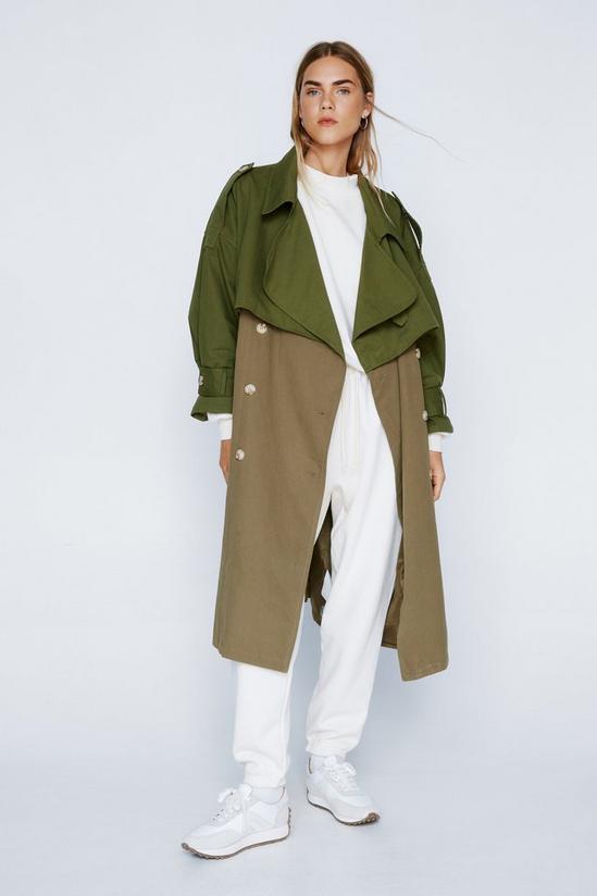 NastyGal Two Tone Belted Oversized Trench Coat 1