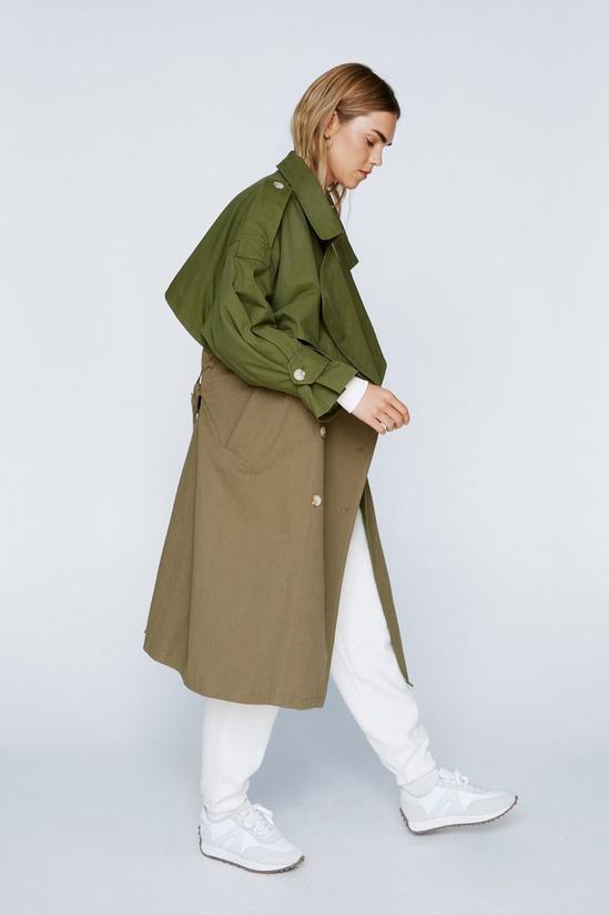 NastyGal Two Tone Belted Oversized Trench Coat 3