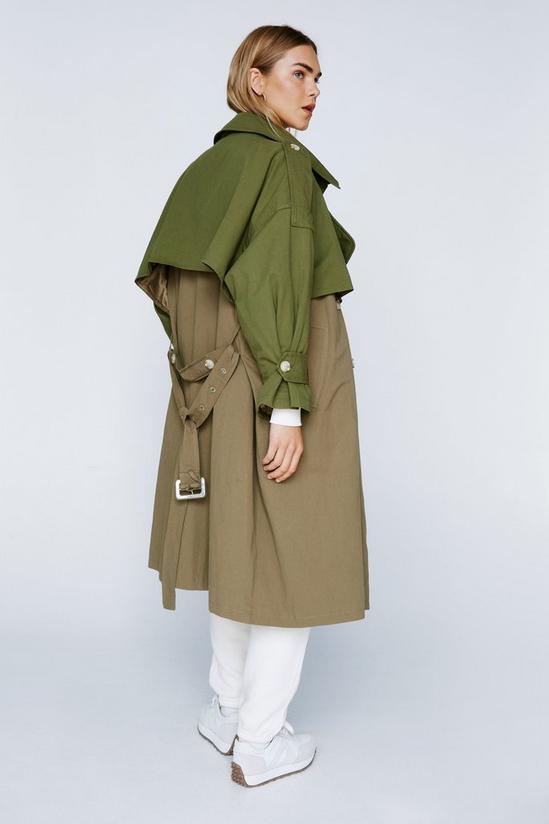 NastyGal Two Tone Belted Oversized Trench Coat 4