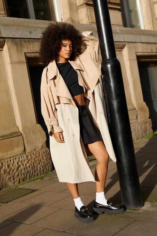 NastyGal Two Tone Oversized Belted Trench Coat 3