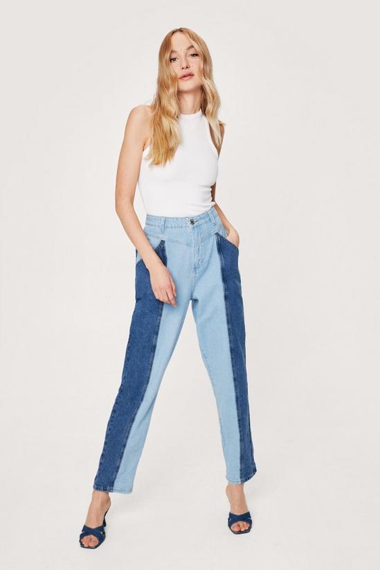 NastyGal Two Tone Denim Tapered Jeans 1