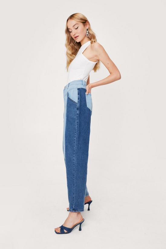 NastyGal Two Tone Denim Tapered Jeans 2