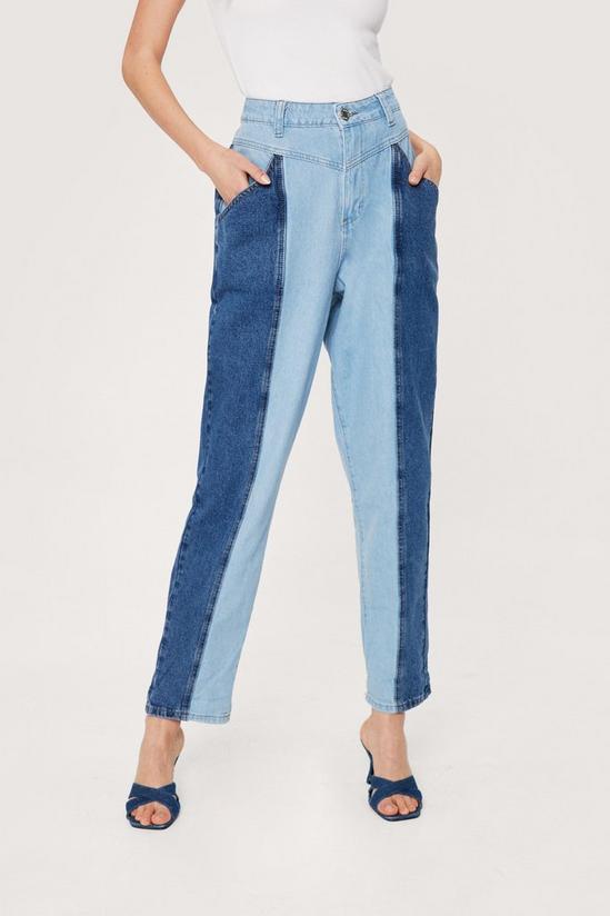 NastyGal Two Tone Denim Tapered Jeans 3