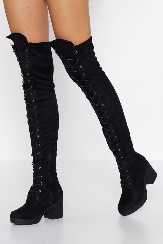 NastyGal Lace Up Over the Knee Boots 1