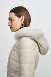 KarenMillen Leather Hooded Padded Puffer thumbnail 2