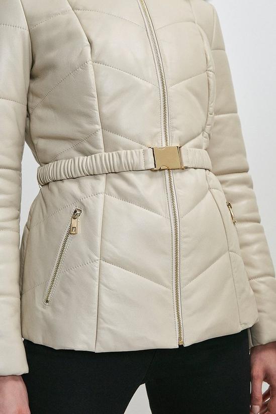 KarenMillen Leather Hooded Padded Puffer 5