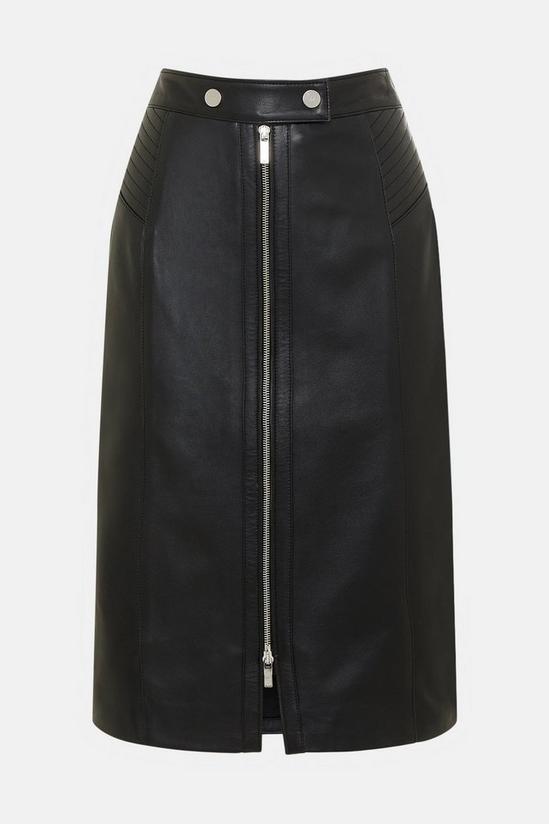 KarenMillen Leather Zip Through Biker Pencil Skirt 5