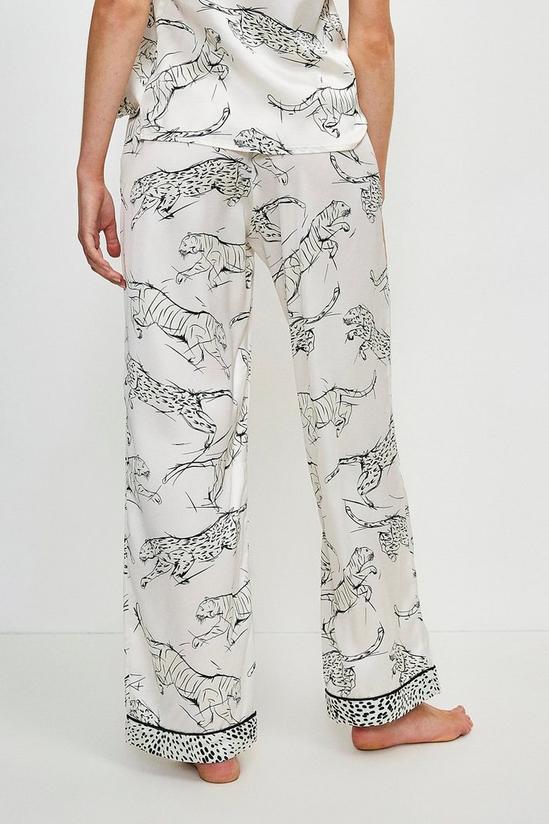 KarenMillen Tiger Print Satin Nightwear Trouser 3
