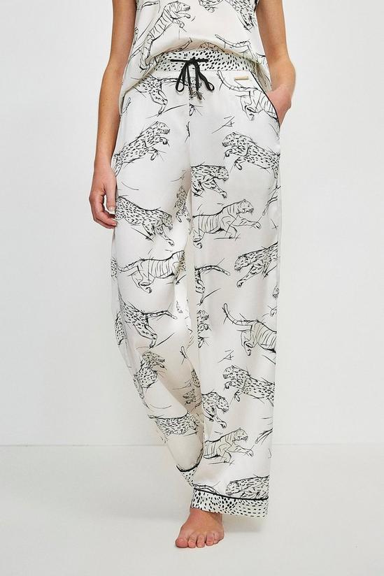 KarenMillen Tiger Print Satin Nightwear Trouser 4
