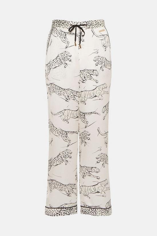 KarenMillen Tiger Print Satin Nightwear Trouser 5