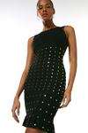 KarenMillen Knitted Dress With Peplum And Stud Detail thumbnail 1