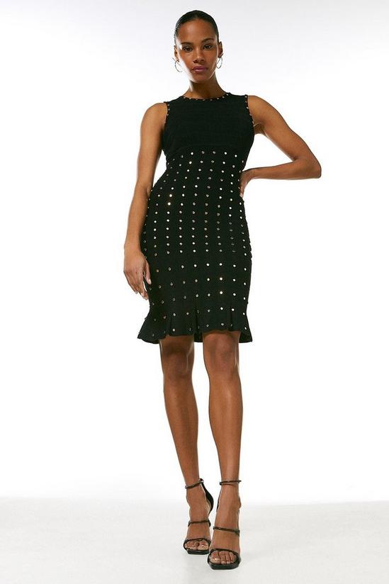 KarenMillen Knitted Dress With Peplum And Stud Detail 4