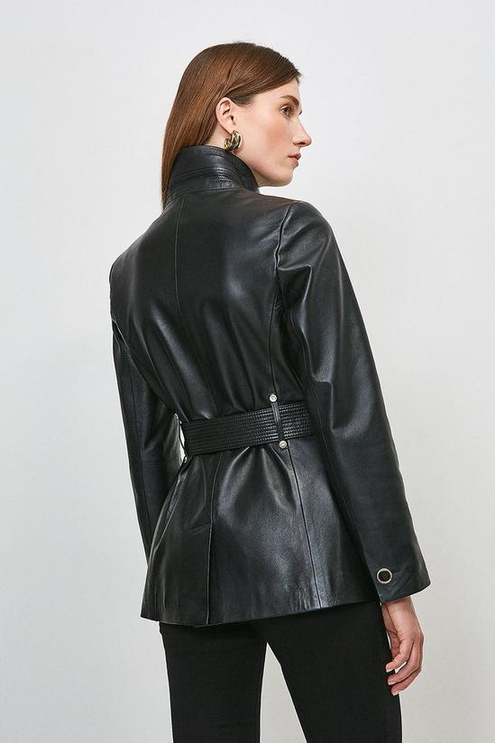 KarenMillen Leather Investment Notch Neck Short Coat 3