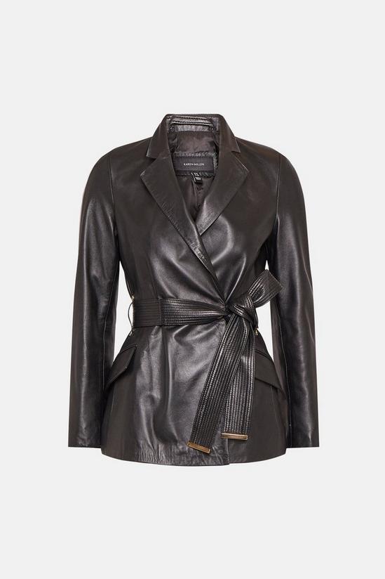 KarenMillen Leather Investment Notch Neck Short Coat 6
