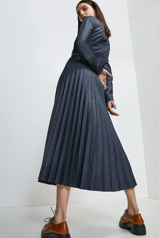 KarenMillen Tailored Denim Pleated Shirt Maxi Dress 3