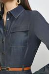 KarenMillen Tailored Denim Pleated Shirt Maxi Dress thumbnail 4