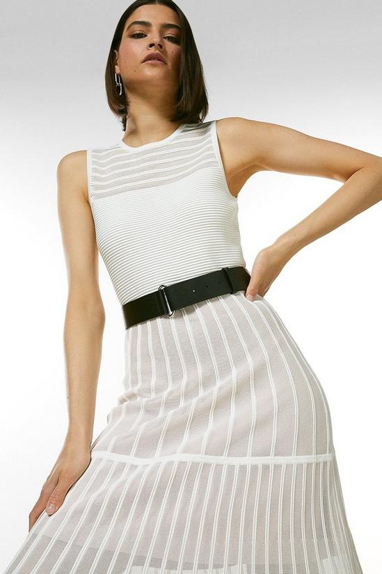 KarenMillen Sheer Stripe Maxi Belted Knit Dress 2