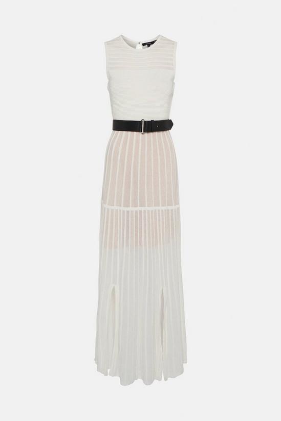 KarenMillen Sheer Stripe Maxi Belted Knit Dress 5