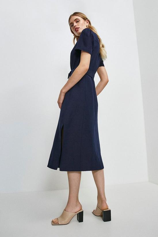 KarenMillen Linen Blend Multi Stitch Belted Midi Dress 3