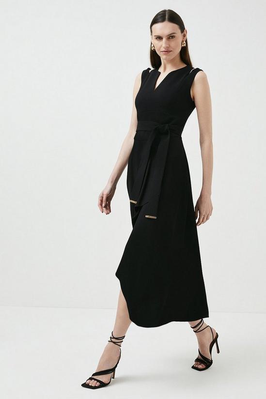 KarenMillen Compact Stretch Viscose Tailored Waterfall Midaxi Dress 1