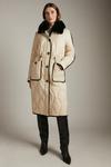 KarenMillen Long Faux Fur Collared Quilted Coat thumbnail 1