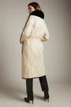 KarenMillen Long Faux Fur Collared Quilted Coat thumbnail 3