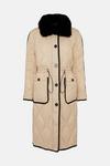 KarenMillen Long Faux Fur Collared Quilted Coat thumbnail 5