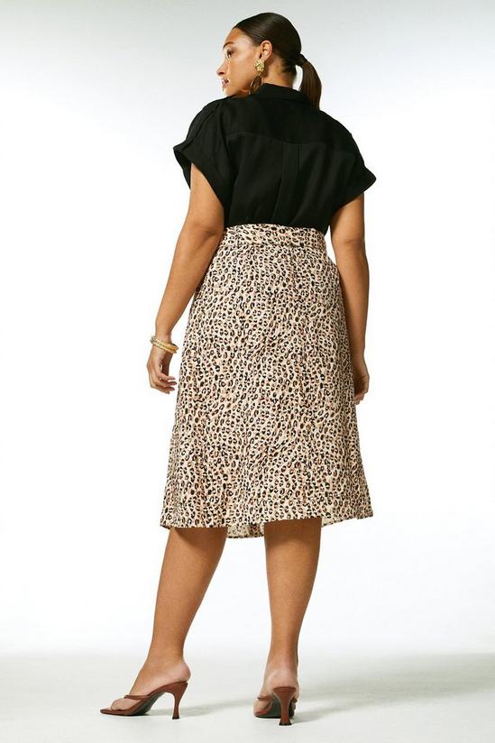 KarenMillen Plus Size Animal Linen Viscose Woven Midi Skirt 3
