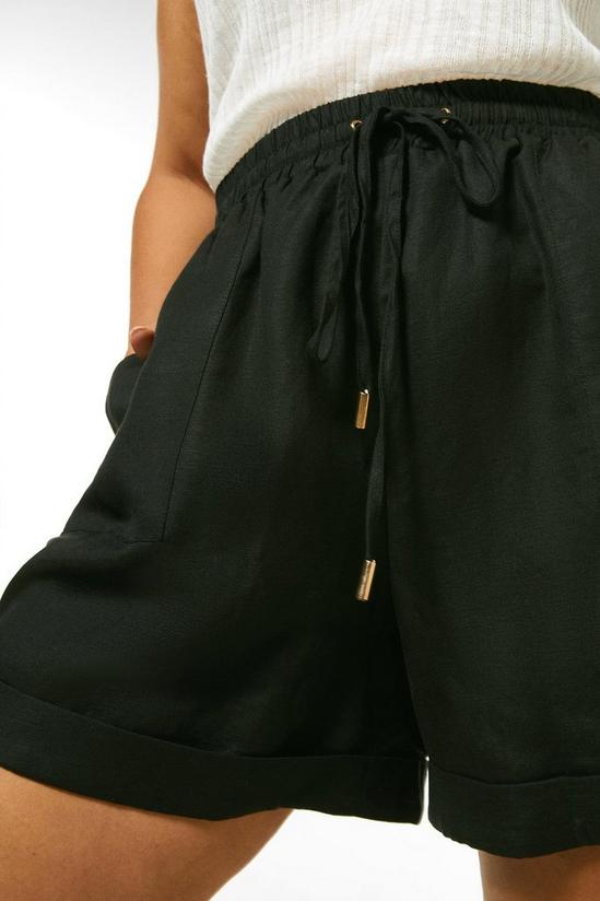 KarenMillen Plus Size Linen Viscose Woven Rib Waist Shorts 2