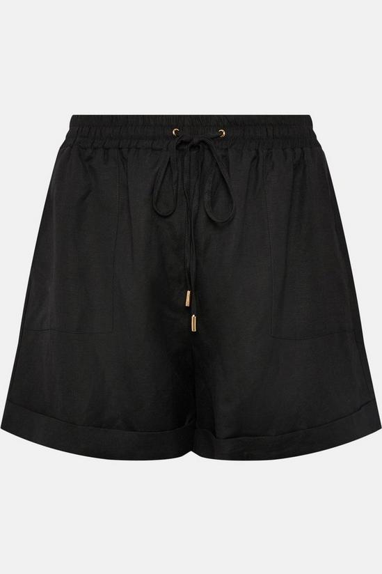 KarenMillen Plus Size Linen Viscose Woven Rib Waist Shorts 4