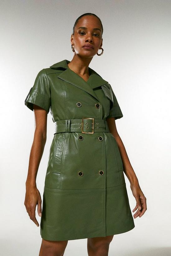 KarenMillen Leather Buttoned Trench Mini Dress 2