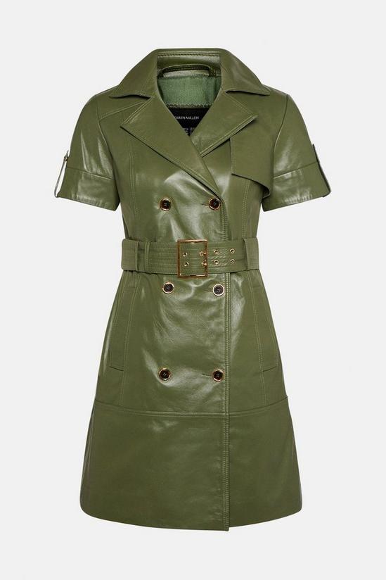 KarenMillen Leather Buttoned Trench Mini Dress 5