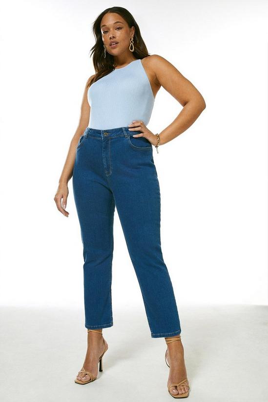 KarenMillen Plus Size Mid Rise Straight Leg Crop Jeans 1