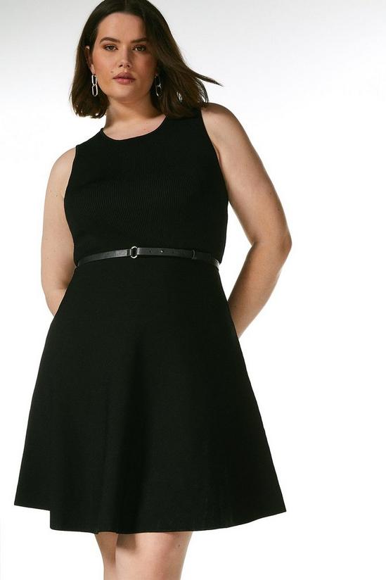 KarenMillen Plus size Sleeveless Belted Knit Skater Dress 1
