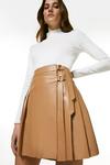 KarenMillen Leather Pleated Buckle Kilt Skirt thumbnail 2