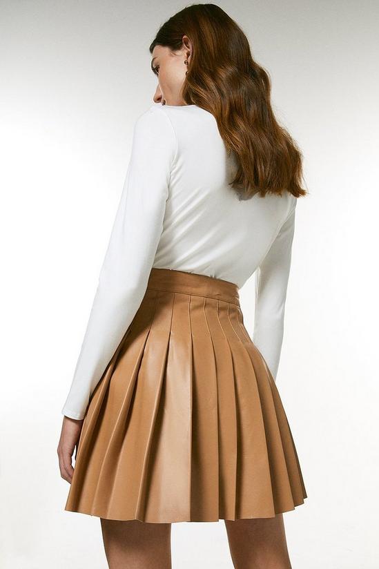 KarenMillen Leather Pleated Buckle Kilt Skirt 3