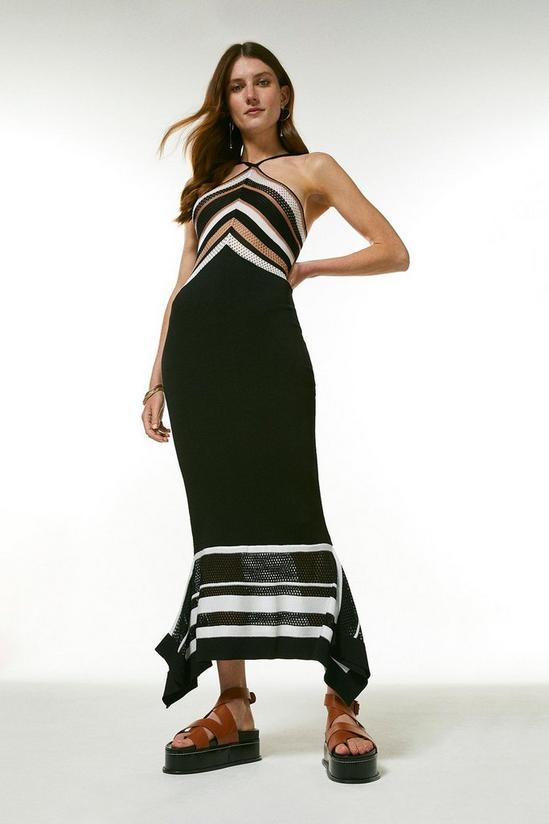 KarenMillen Multi Stripe Textured Knit Dress 2
