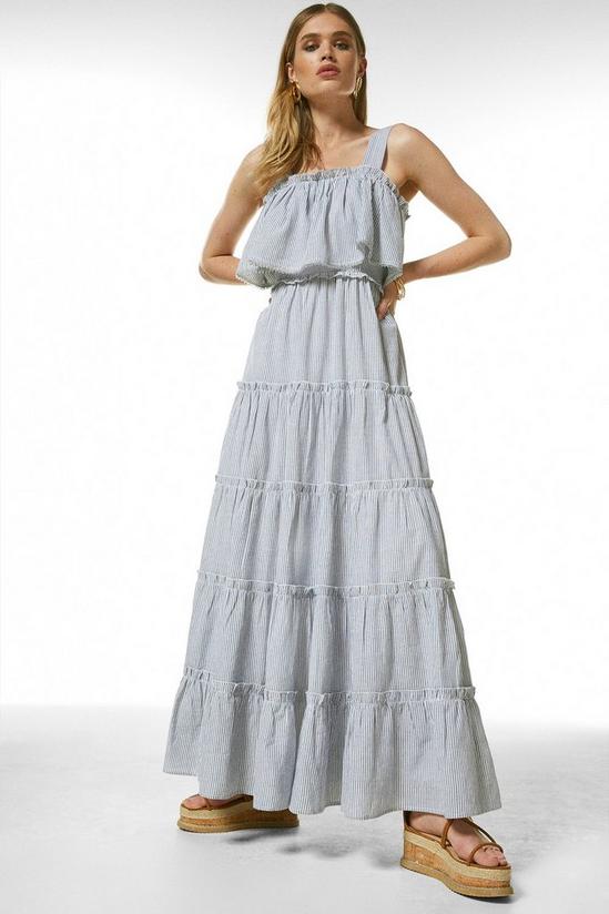 KarenMillen Tiered Woven Stripe Maxi Dress 1