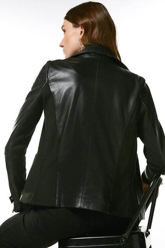KarenMillen Leather And Knit Envelope Neck Biker Jacket 3