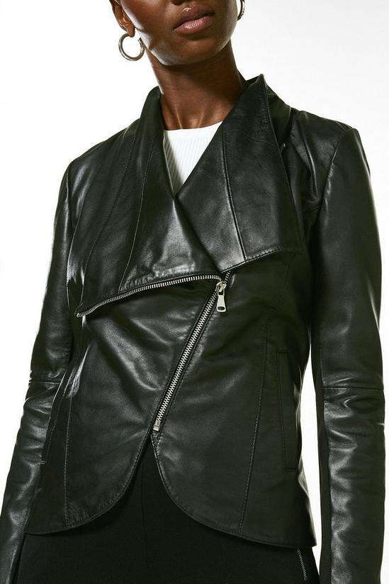 KarenMillen Leather And Ponte Envelope Neck Biker Jacket 2